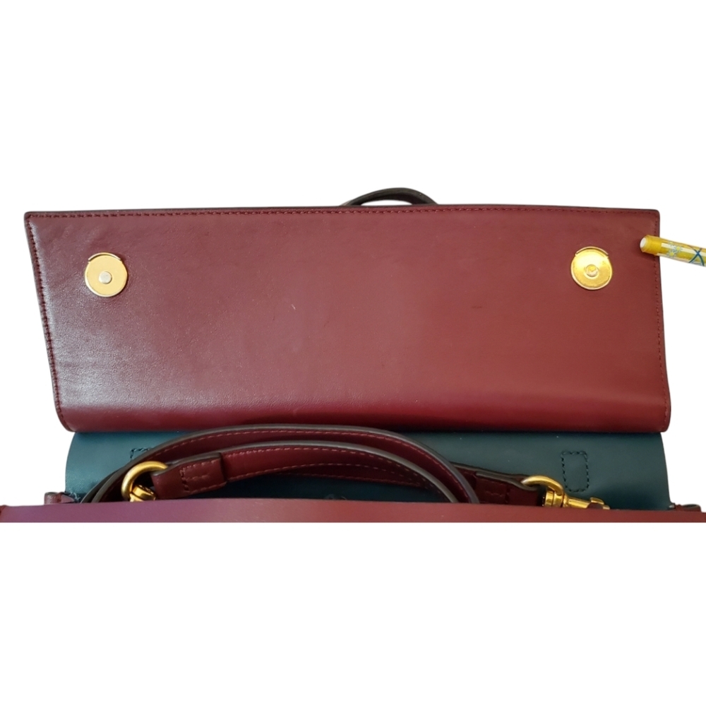 TORY BURCH New York Burgandy Leather Block-T Shoulder Crossbody Handbag - Picture 10 of 16